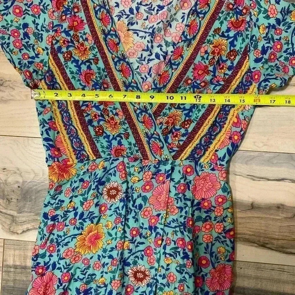 Ecowish Bohemian Floral Wrap Dress V-Neck Women’s Size Small Maxi - Picture 9 of 11